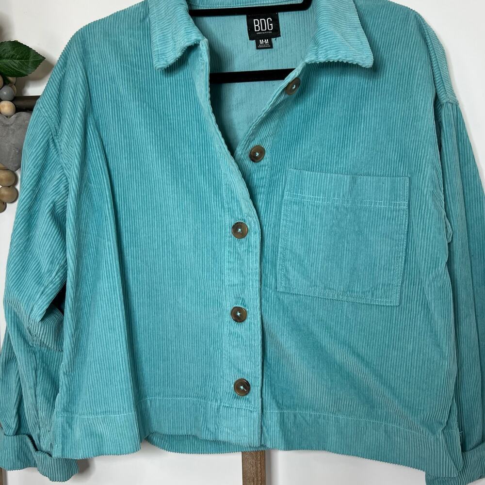 BDG Urban Outfitters Teal Corduroy Button Down Shacket Size Medium - Picture 3 of 7
